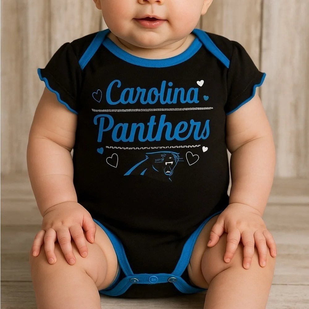 NFL Carolina Panthers Baby Onesie 18M Black Blue Infant Bodysuit Football